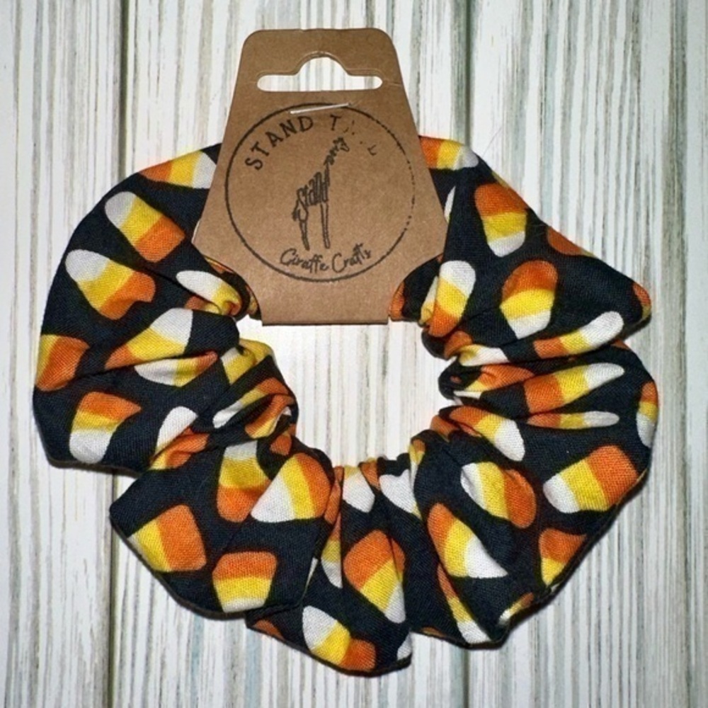 $7ea or 3/$15 Candy corn Halloween black hair scrunchie new